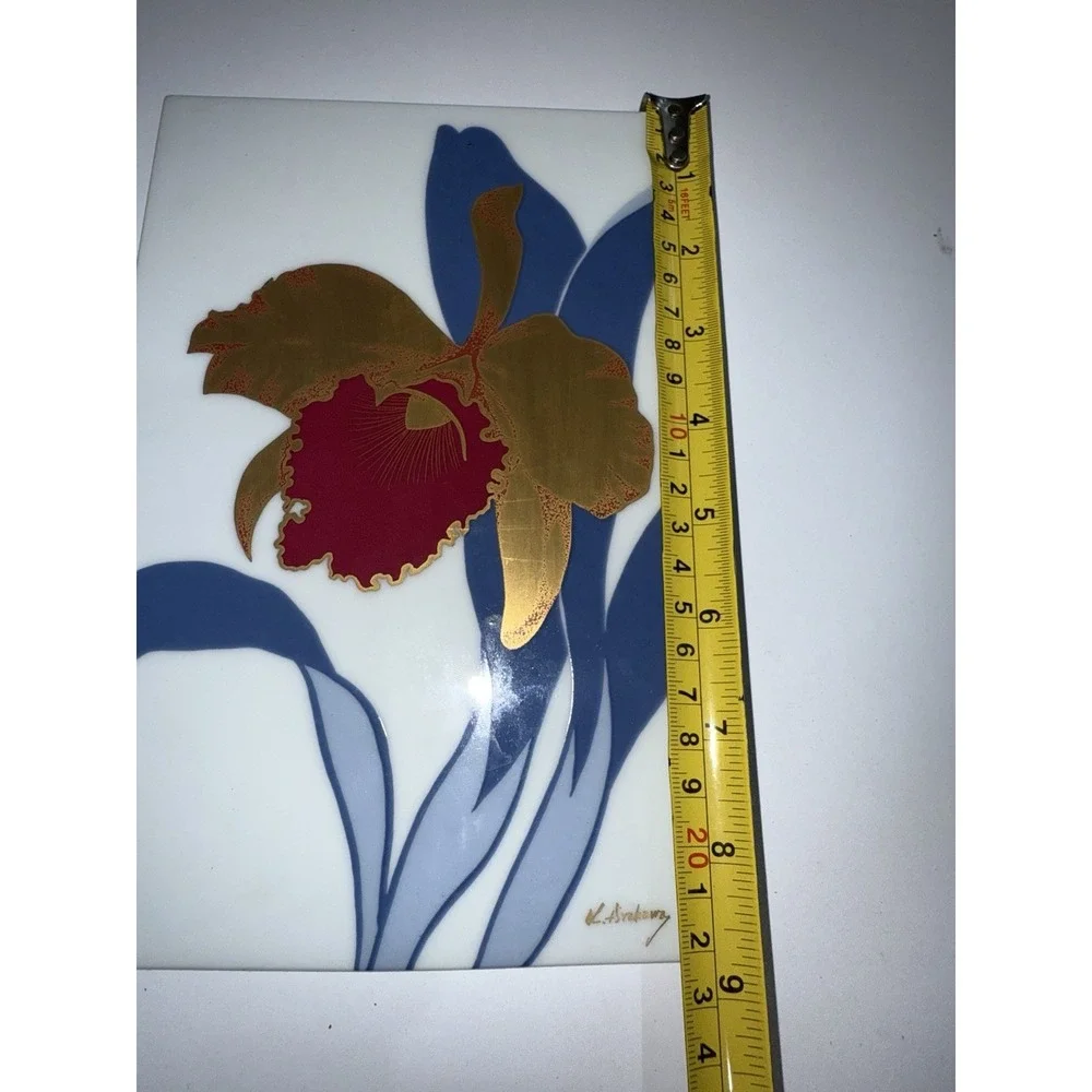 Noritake Japan Tile Flower Signed K.arakawa‎ Lilly R